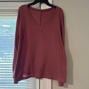 Women's V-Neck Long Sleeve Top - Pink